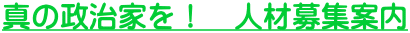 真の政治家を！　人材募集案内